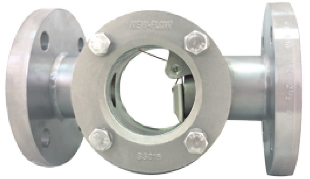 FB Type F-Series flanged sight flow indicator in sizes 65A to 250A