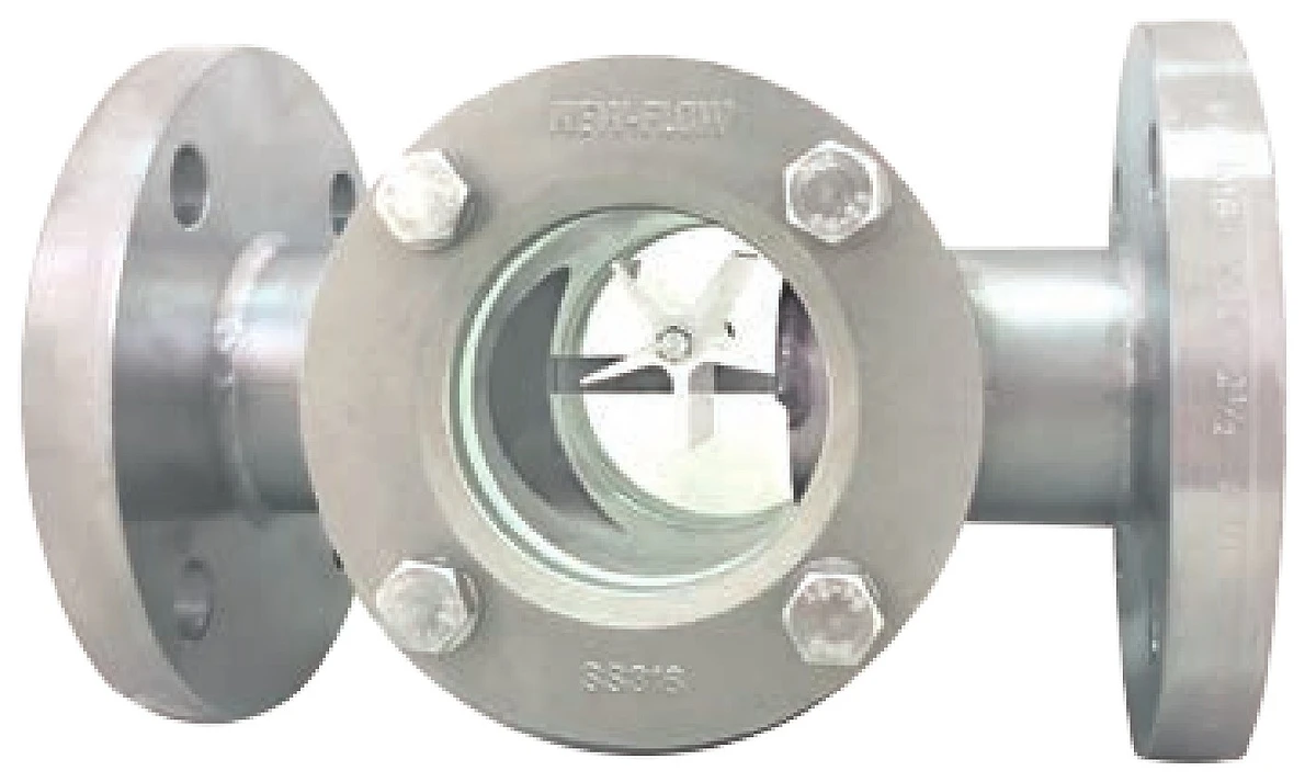 FW-3 large-size flanged double-window impeller flow sight glass gauge from the manufacturer datasheet