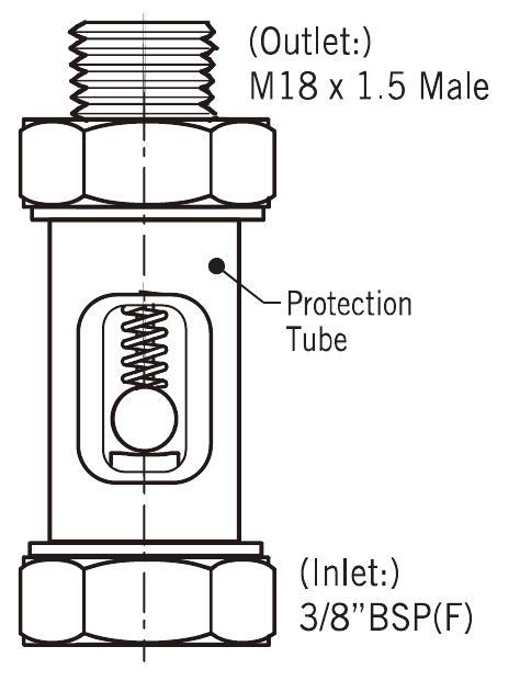 NAC special type with M18 x 1.5 male outlet and 3/8 BSP female inlet