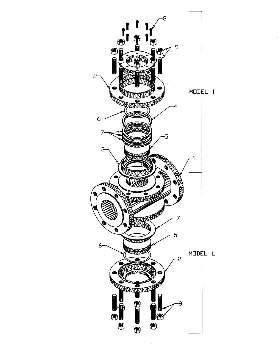 Teflon® Lined Safesite Sight Flow Indicator technical drawing
