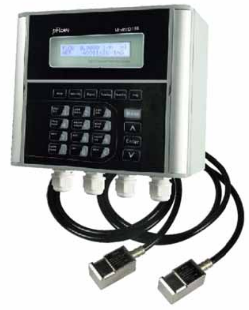 D118 transmitter with cable and two clamp-on transducers