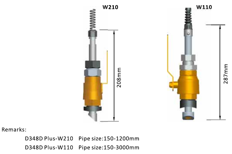 D348D Plus original transducer dimensions — mm, with all labels retained