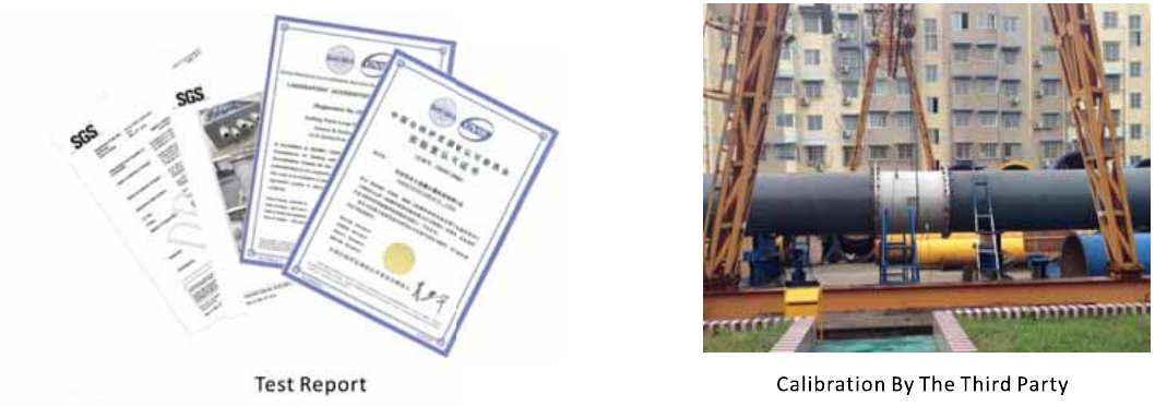 Original test report and third-party calibration photographs