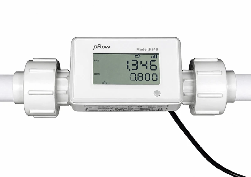 F148 inline ultrasonic flowmeter with display and pipe connections