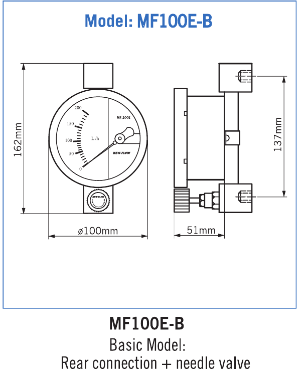 MF100E-B — rear connection with needle valve