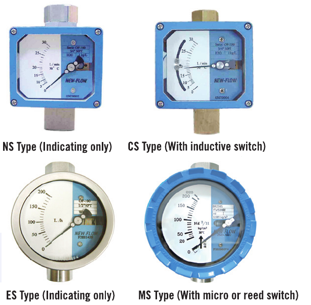 OF100 flow meters from the original datasheet