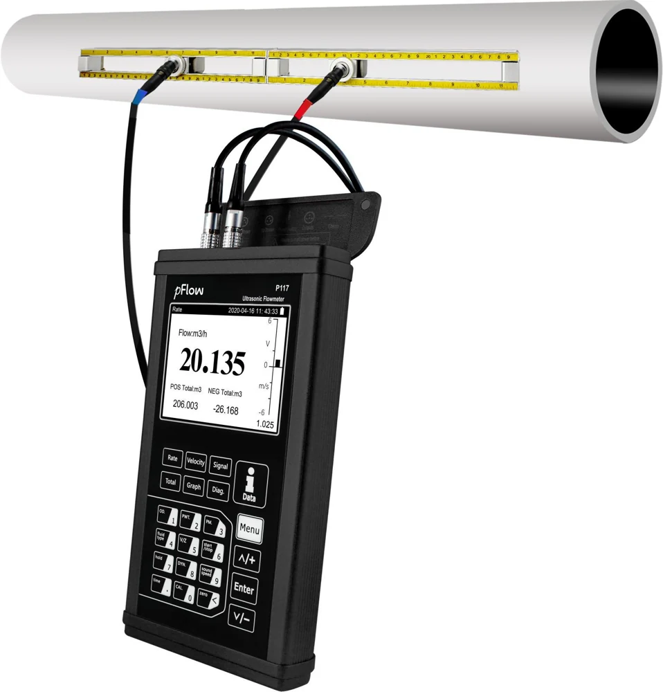 P117 ultrasonic flowmeter with portable transducers