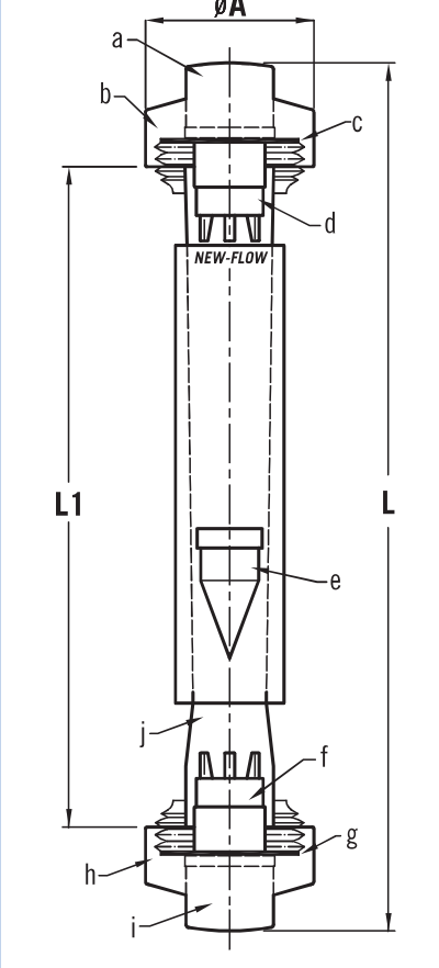 Complete original PF dimensional drawing labelled A, L and L1