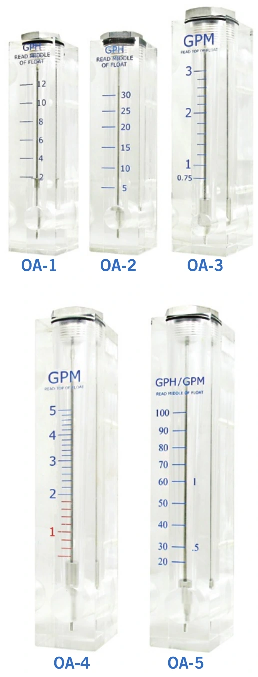 OA-1 to OA-5 flow meters