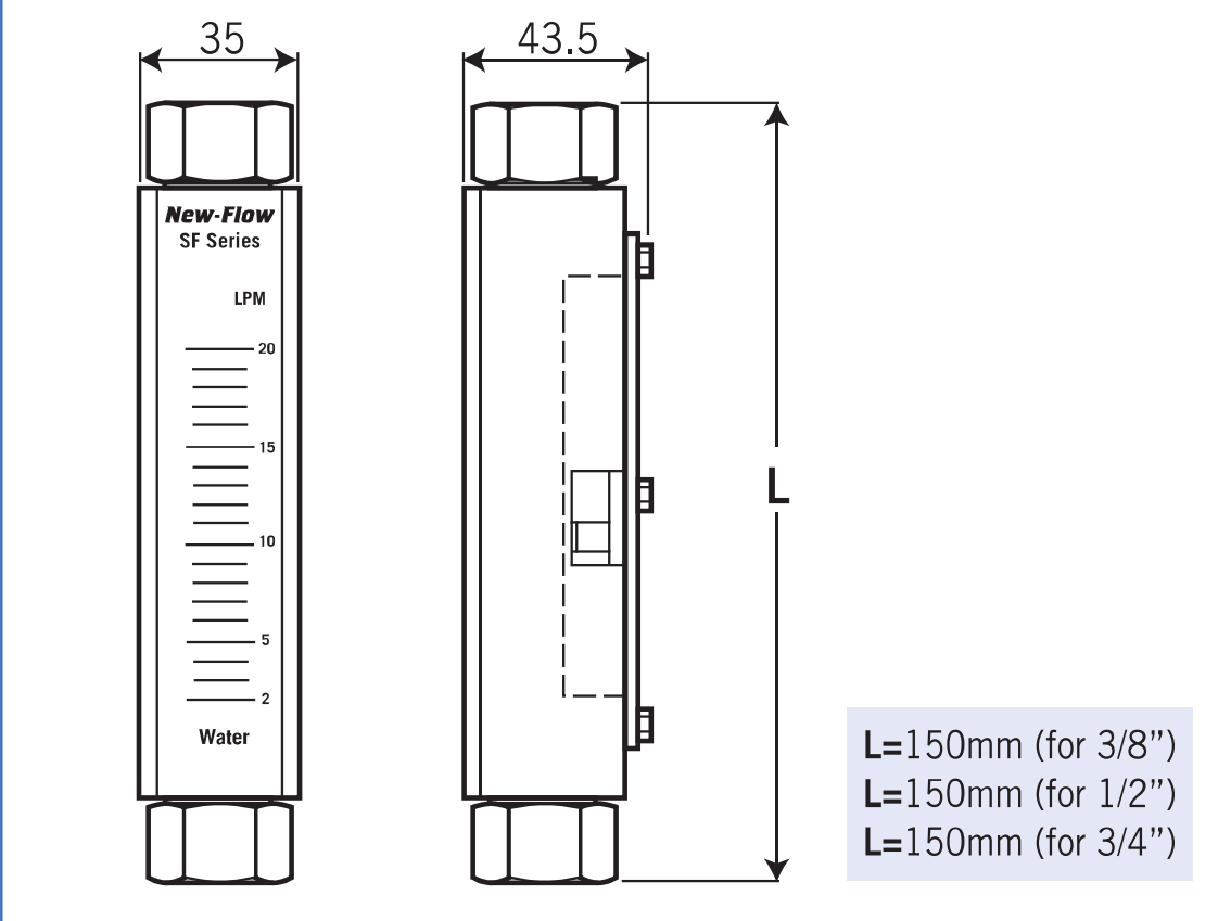 SF100 dimensions from original datasheet