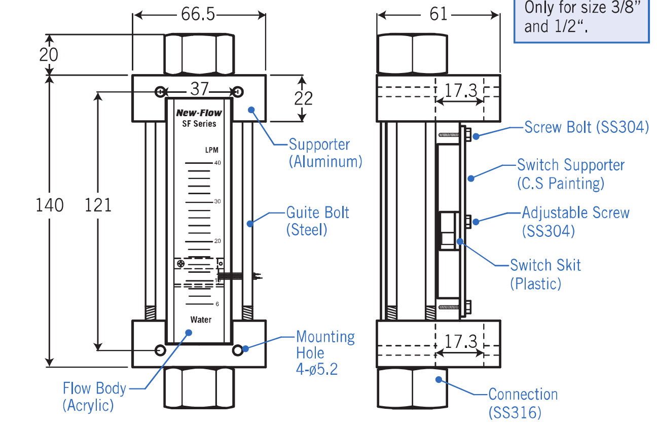 SF100 strong-dimensions from original datasheet