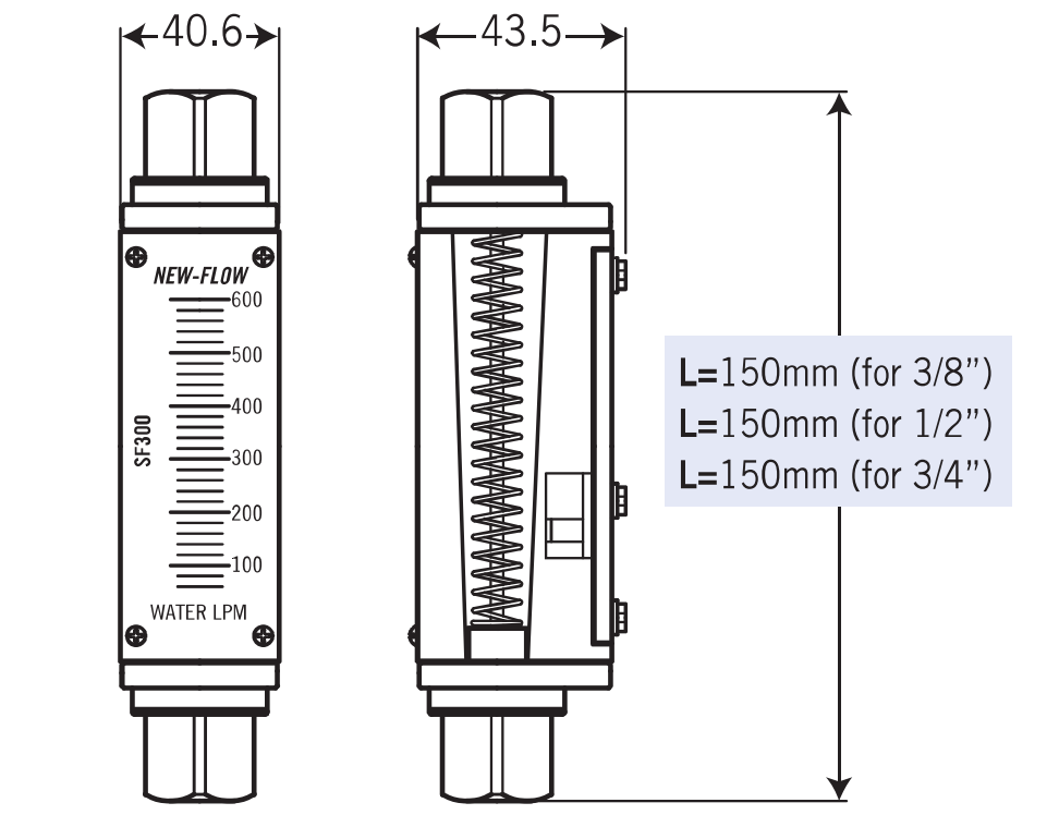 SF300 dimensions from original datasheet