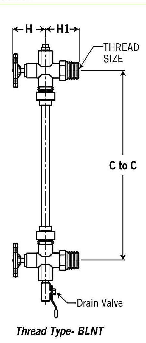 BLNT drawing showing H, H1 and centre-to-centre distance