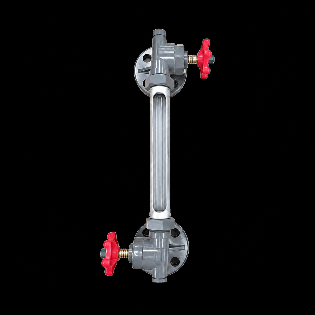BLU Series tubular level gauge on a black background