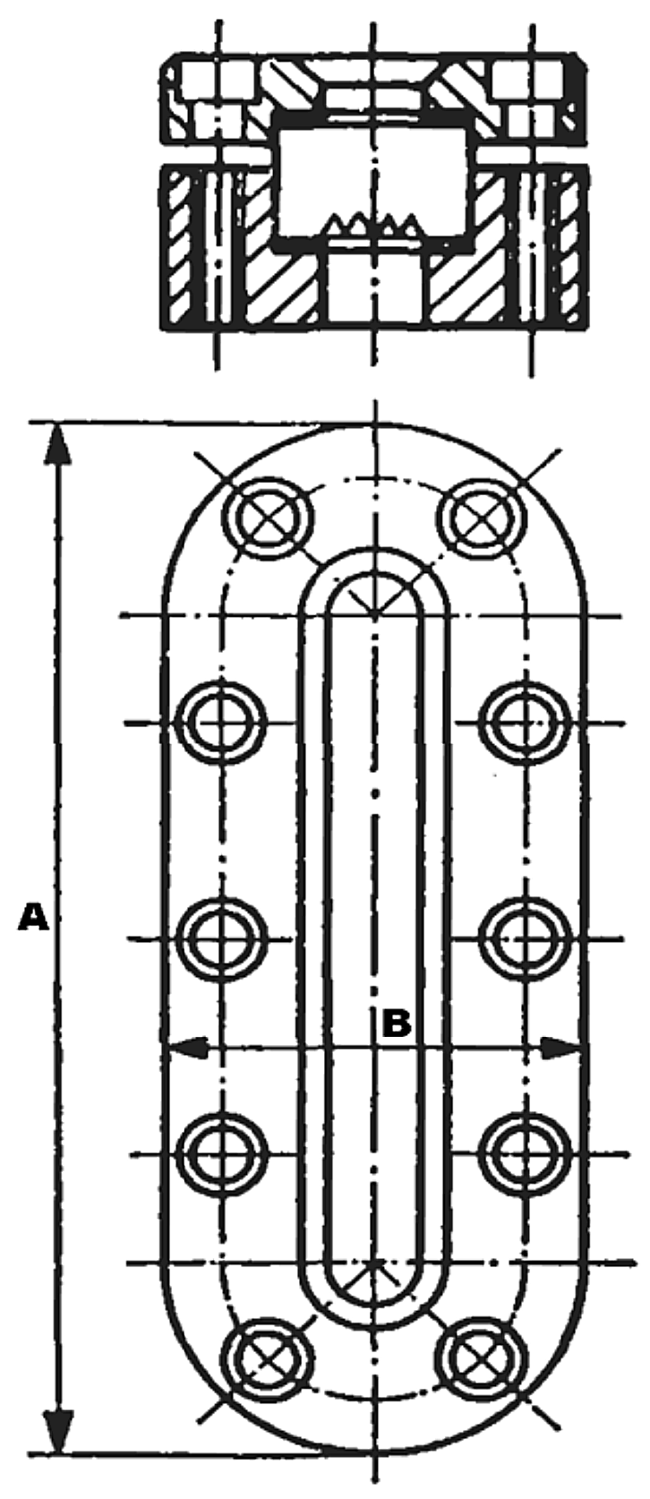 Original KL 630 front and section drawing with A and B dimensions
