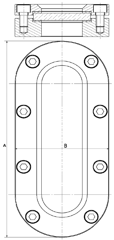 Original KL 633 front and section drawing with A and B dimensions