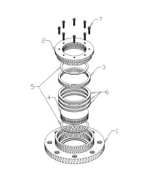 Model B exploded construction drawing, parts 1–7 corresponding to the materials list