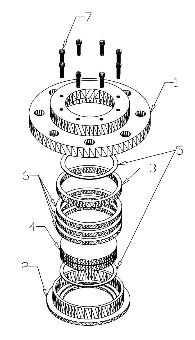 Model I exploded construction drawing, parts 1–7 corresponding to the materials list