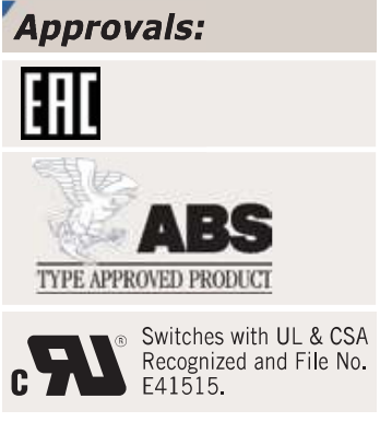 EAC and ABS; UL/CSA switch recognition E41515