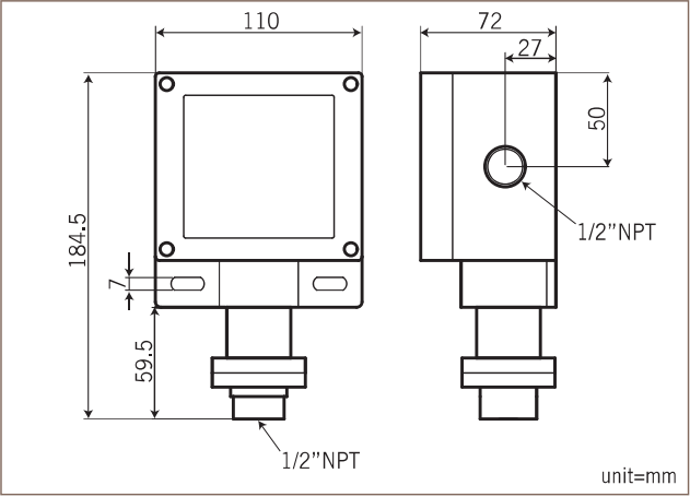 PS2100W original dimension drawing