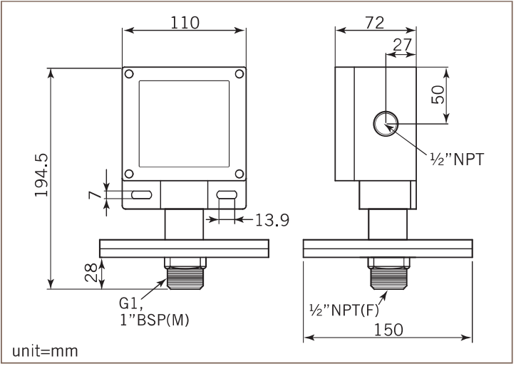 PSA2200W original dimension drawing