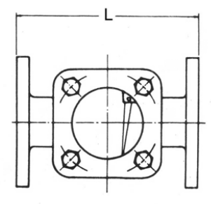 Flanged flow indicator drawing showing overall length L