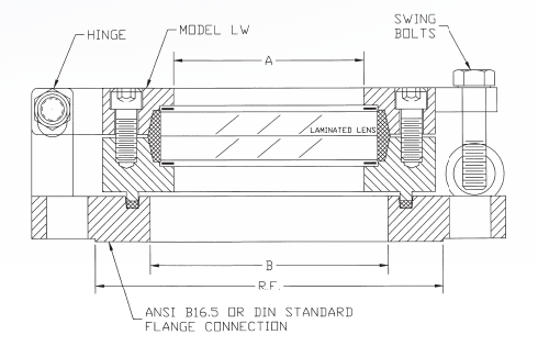 Hinged Closure Flange connection engineering drawing