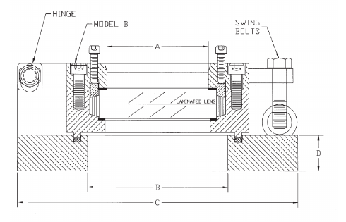 Hinged Closure Weld pad connection engineering drawing