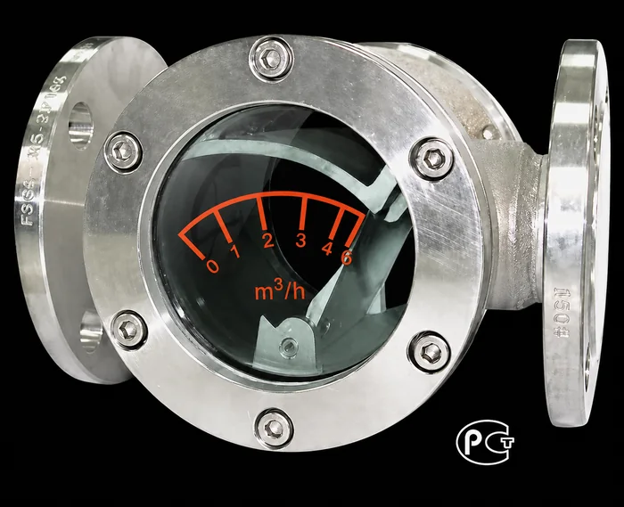 FS-Series flanged flow sight glass gauge with spring paddle and flow scale